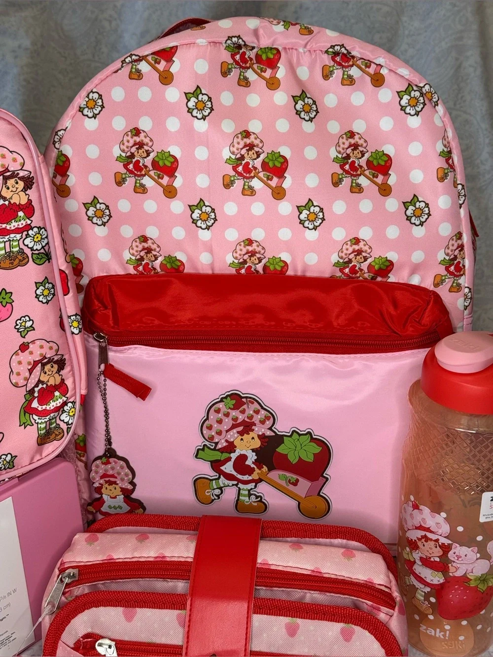 Strawberry Shortcake Backpack, Lunch bag, bento box, supply case, 30 oz bottle